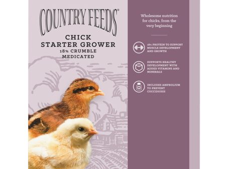 Country Feeds Chick Starter Grower 18% Crumbles Medicated Chicken Feed For Discount