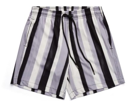 Black Striped Resort Swim Short For Sale