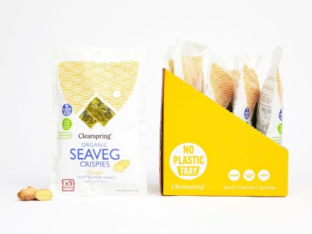 Organic Seaveg Crispies Multipack - Ginger (Crispy Seaweed Thins) (6 Pack) For Sale