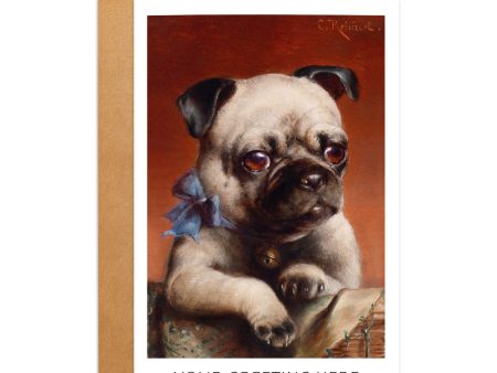 Young Pug Dog Personalised Art Greeting Card Sale