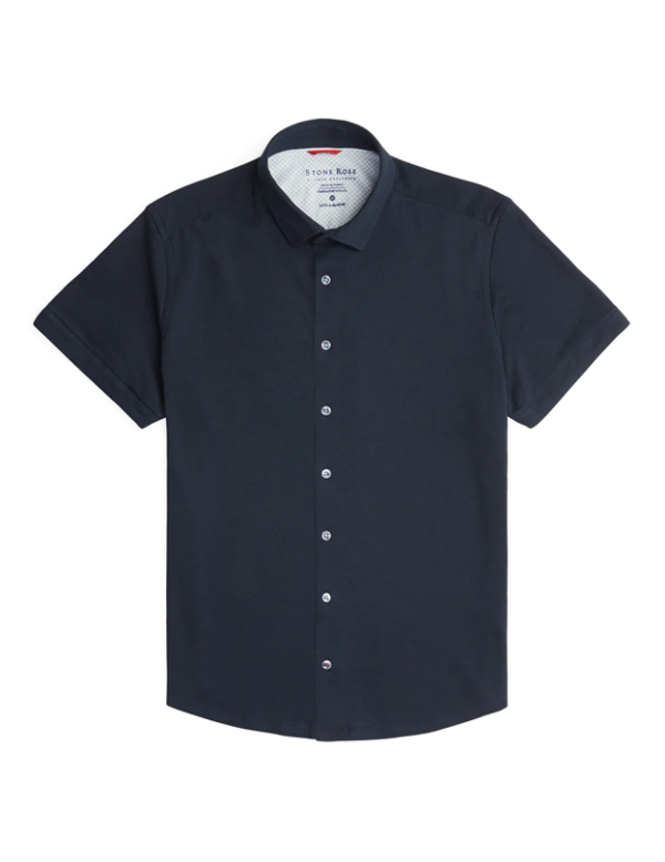 Short Sleeve Knit Shirt in Navy Discount