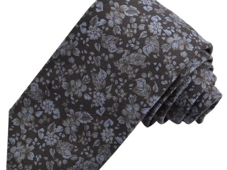 Micro Floral Cluster Tie in Brown Artic Blue Online