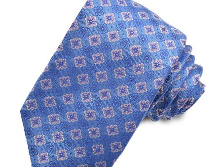 100% Italian Silk Woven Jacquard Tie in Floral Medallion Discount