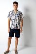 Beige Tropical Print SS Lido Shirt Online