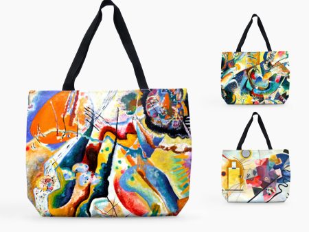 Colourful Kandinsky Abstract Art Large Canvas Tote Bag, Shopping Bag Supply