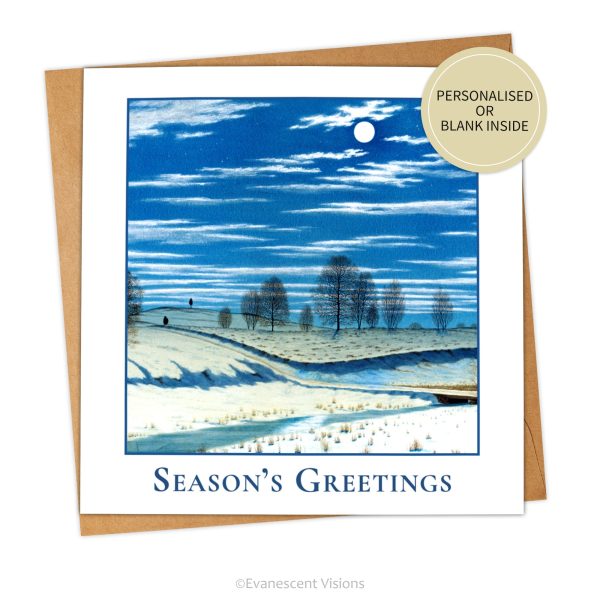 Winter Moonlight Season s Greetings Traditional Christmas Card, Single or Pack Supply