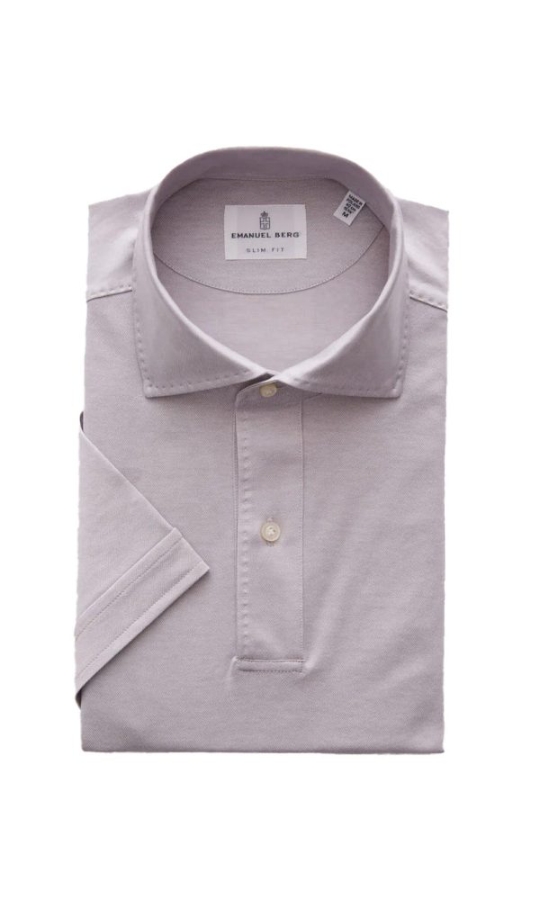 Jersey Knit SS Polo in Light Grey Discount