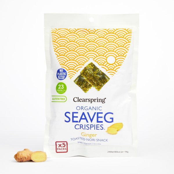 Organic Seaveg Crispies Multipack - Ginger (Crispy Seaweed Thins) (6 Pack) For Sale