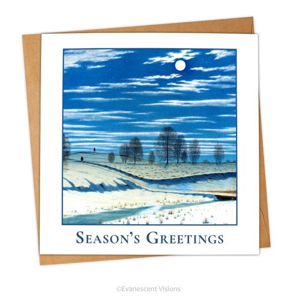 Winter Moonlight Season s Greetings Traditional Christmas Card, Single or Pack Supply