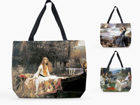 Waterhouse Pre-Raphaelite Paintings Large Canvas Tote Bag For Sale