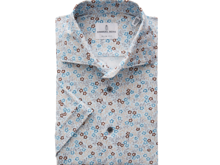 Premium Jersey SS Light Blue Floral Shirt For Discount