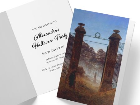 Cemetery Entrance Artistic Halloween Invitation Cards Fashion