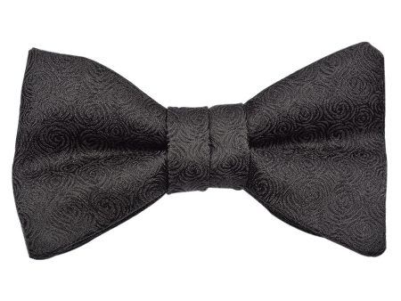 Textured Floral Silk Black Bow Tie For Cheap