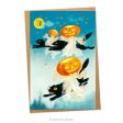 Halloween Invitation Cards, Vintage Black Cats and Pumpkins on Sale