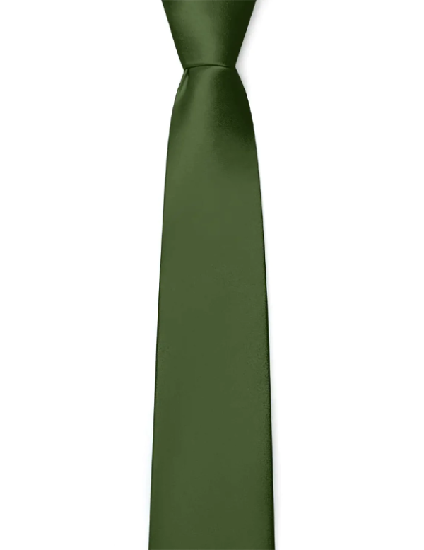 Satin Groomsmen Tie in Olive For Cheap