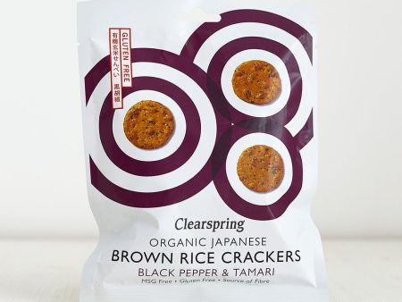 Organic Japanese Brown Rice Crackers - Black Pepper & Tamari (12 Pack) Online now