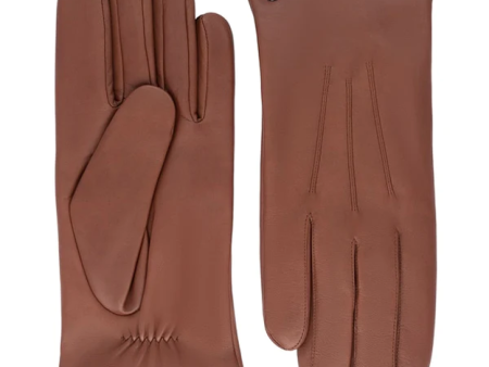 Leather Gloves in Cognac For Discount