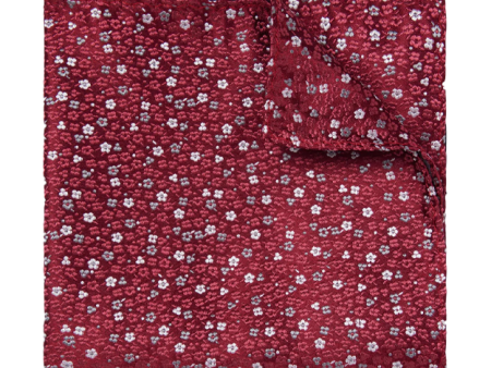 Flower Fields Burgundy Pocket Square For Discount