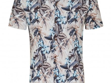 Beige Tropical Print SS Lido Shirt Online