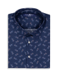 Navy Lizard Print Short Sleeve Shirt For Cheap