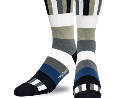 Multi Stripe Sage Grey Blue Print Dress Socks For Discount