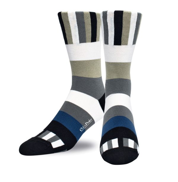 Multi Stripe Sage Grey Blue Print Dress Socks For Discount