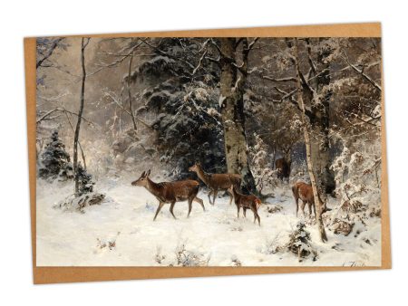 Winter Holiday Landscape with Deer Christmas Card, Personalised or Blank on Sale