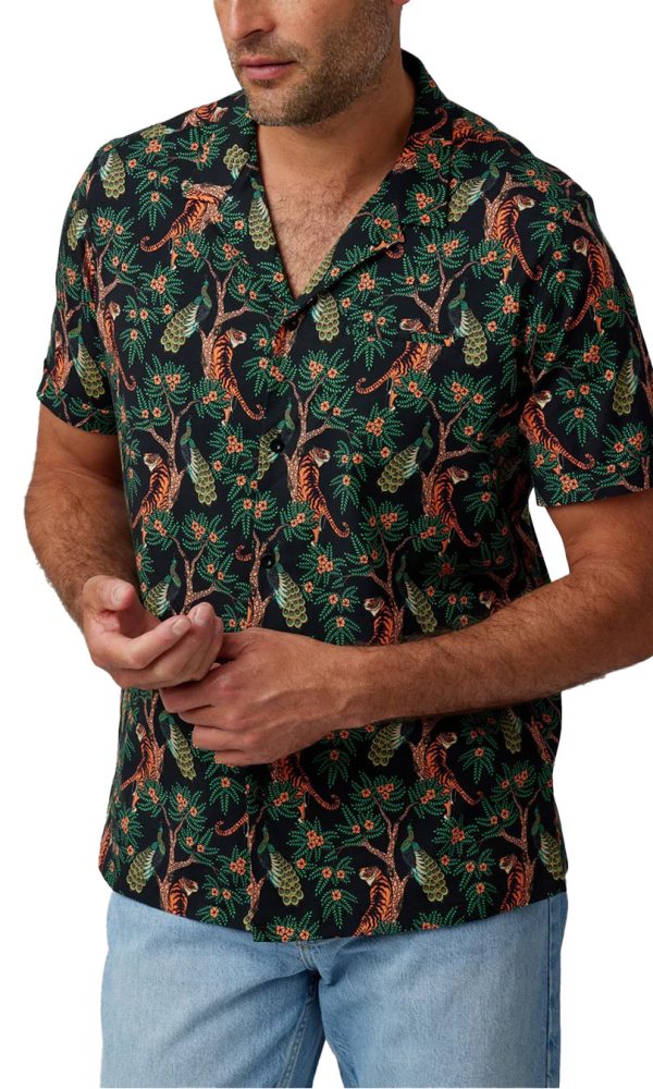 Printed Tiger Resort Shirt on Sale